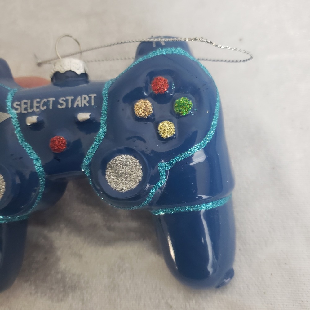 Transpac Glass Christmas Ornament Blue Game Controller Christmas Tree Decoration - Picture 7 of 7
